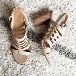 Nude block heels